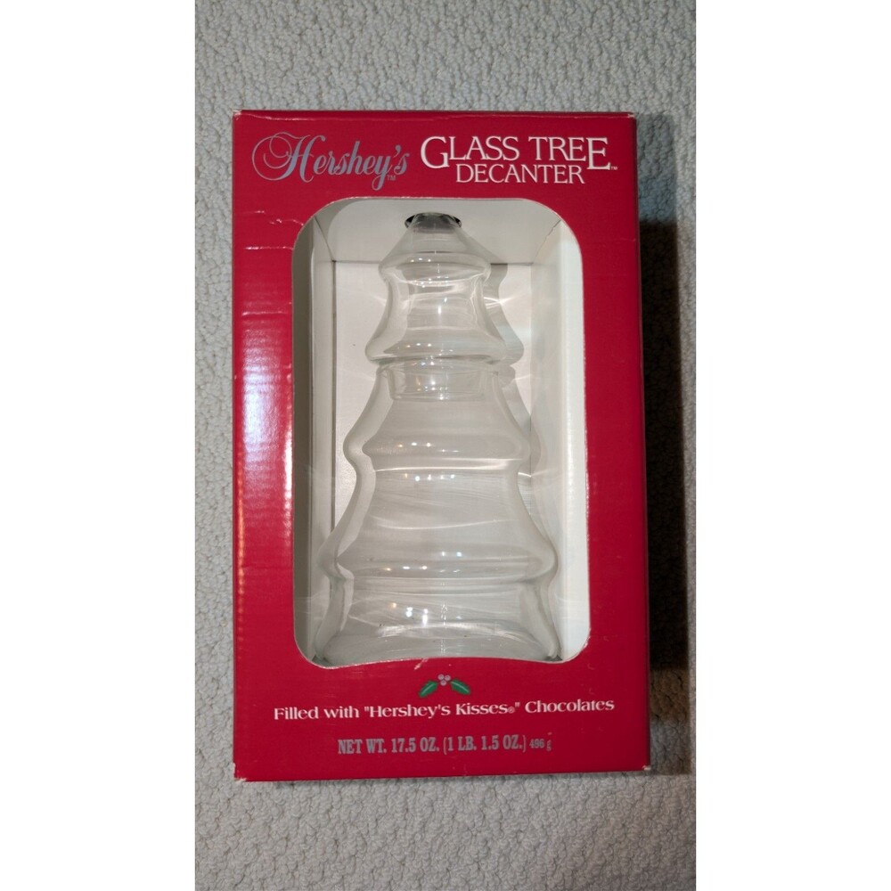 Christmas Tree Glass Decanter 1991 Hersheys Chocolate Kisses Vintage